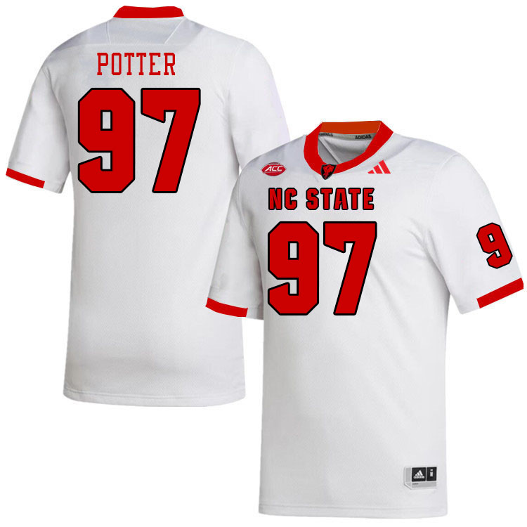Men #97 Noah Potter NC State Wolfpack College Football Jerseys Stitched-White